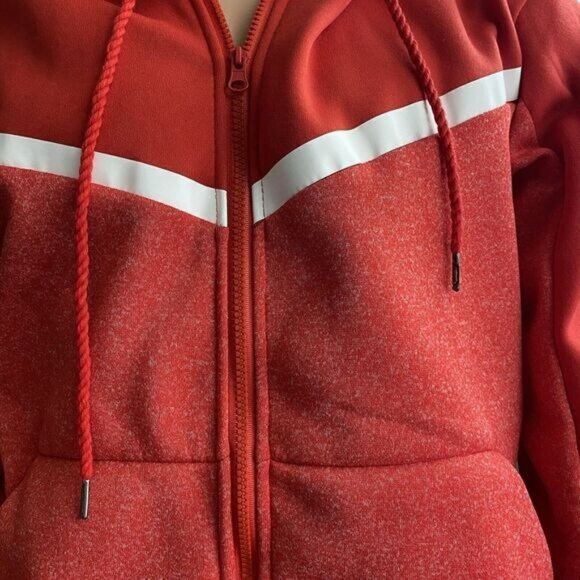 HUDSON & BARROW Unisex Full-Zip Hooded Sweatshirt Mens Size L Zipped Hoodie  Red - Picture 10 of 10